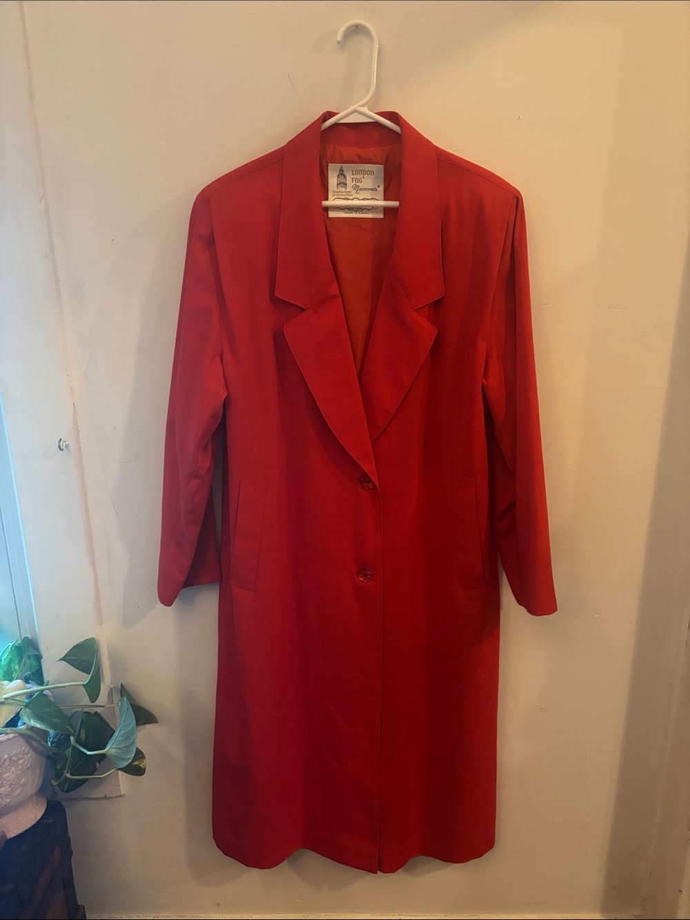 Vintage London Fog Red Trench Coat Rain Jacket Overcoat Duster Size 12 Reg